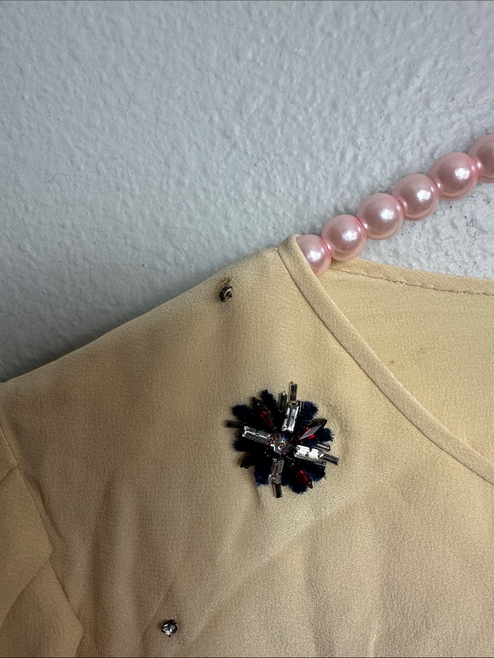 Vintage silk Chloe Cream Long-Sleeve Embellished blouse - Picture 8 of 15